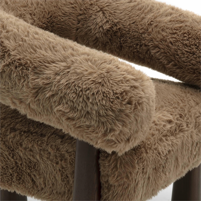 Pemberly Row Contemporary Taupe Straight Vegan Shearling Accent Chair