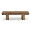 Pemberly Row Contemporary Taupe Straight Vegan Shearling Large Bench