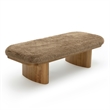 Pemberly Row Contemporary Taupe Straight Vegan Shearling Large Bench