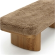 Pemberly Row Contemporary Taupe Straight Vegan Shearling Large Bench