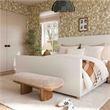 Pemberly Row Contemporary Natural Straight Vegan Shearling Bench