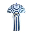 Pemberly Row Contemporary Blue Striped Papier Mache Table Lamp