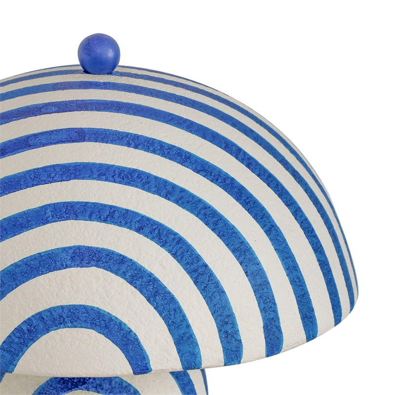 Pemberly Row Contemporary Blue Striped Papier Mache Table Lamp