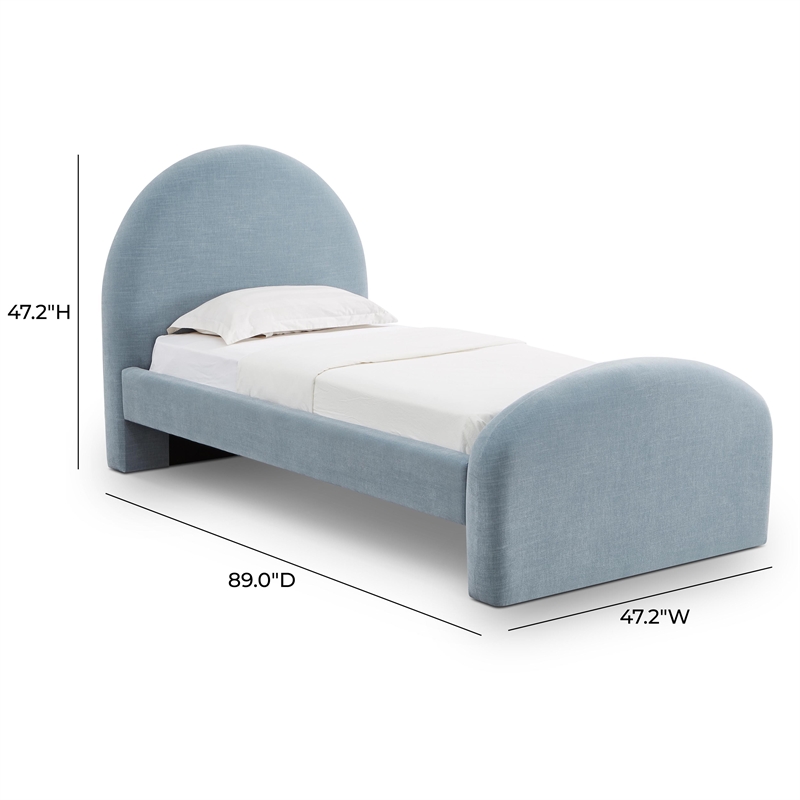 Pemberly Row Contemporary Accent Moon Blue Chenille Twin Bed