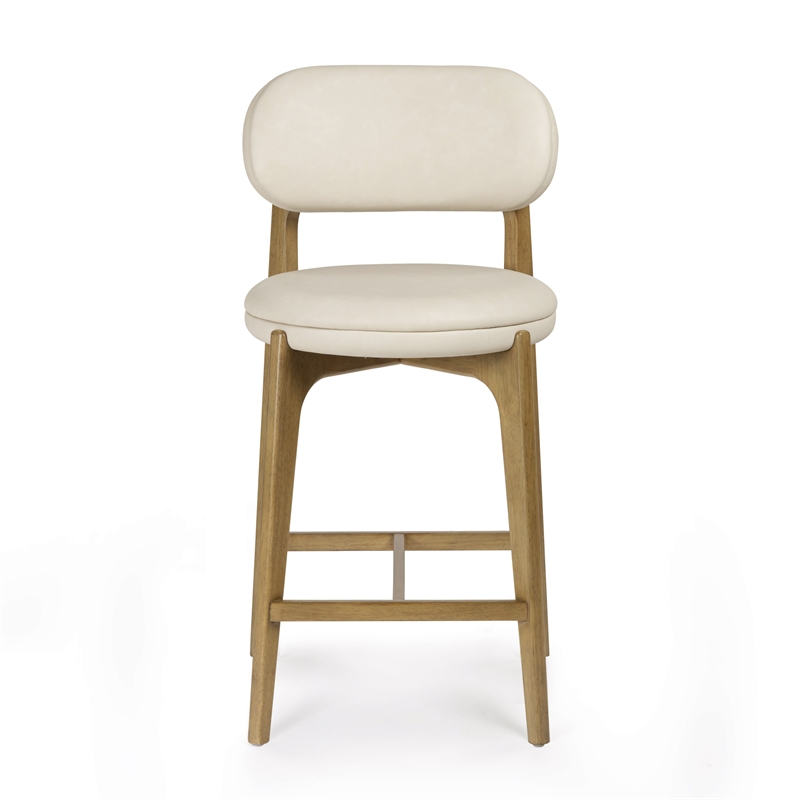 Pemberly Row Contemporary Cream Performance Vegan Leather Counter Stool