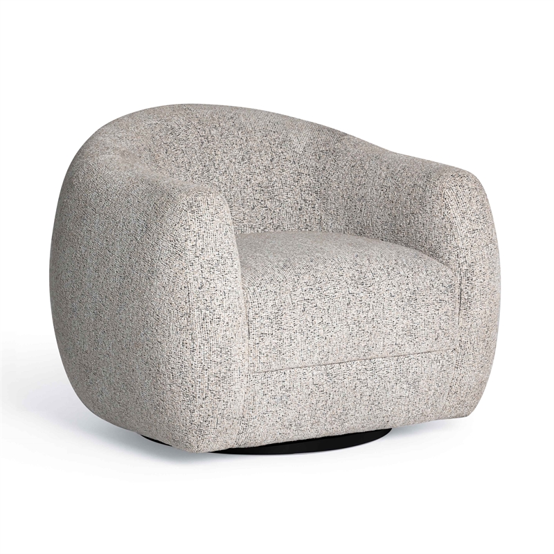 Pemberly Row Contemporary Black and White Woven Fabric Swivel Chair