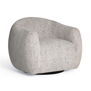 Pemberly Row Contemporary Black and White Woven Fabric Swivel Chair