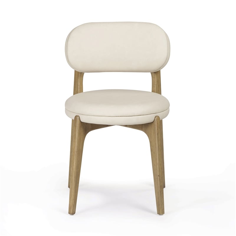 Pemberly Row Contemporary Cream Performance Vegan Leather Dining Chair