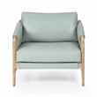 Pemberly Row Contemporary Accent Blue Genuine Leather Accent Chair
