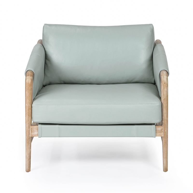 Pemberly Row Contemporary Accent Blue Genuine Leather Accent Chair
