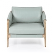 Pemberly Row Contemporary Accent Blue Genuine Leather Accent Chair