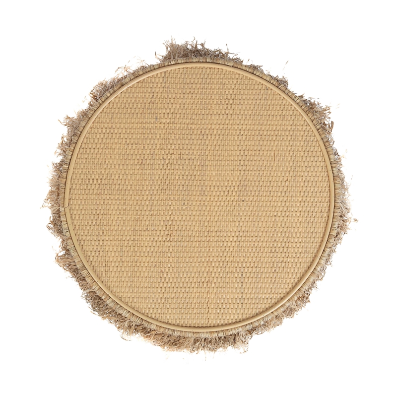 Pemberly Row Contemporary Accent Natural Rattan Round End Table