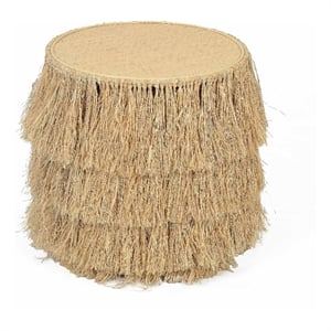 Pemberly Row Contemporary Accent Natural Rattan Round End Table