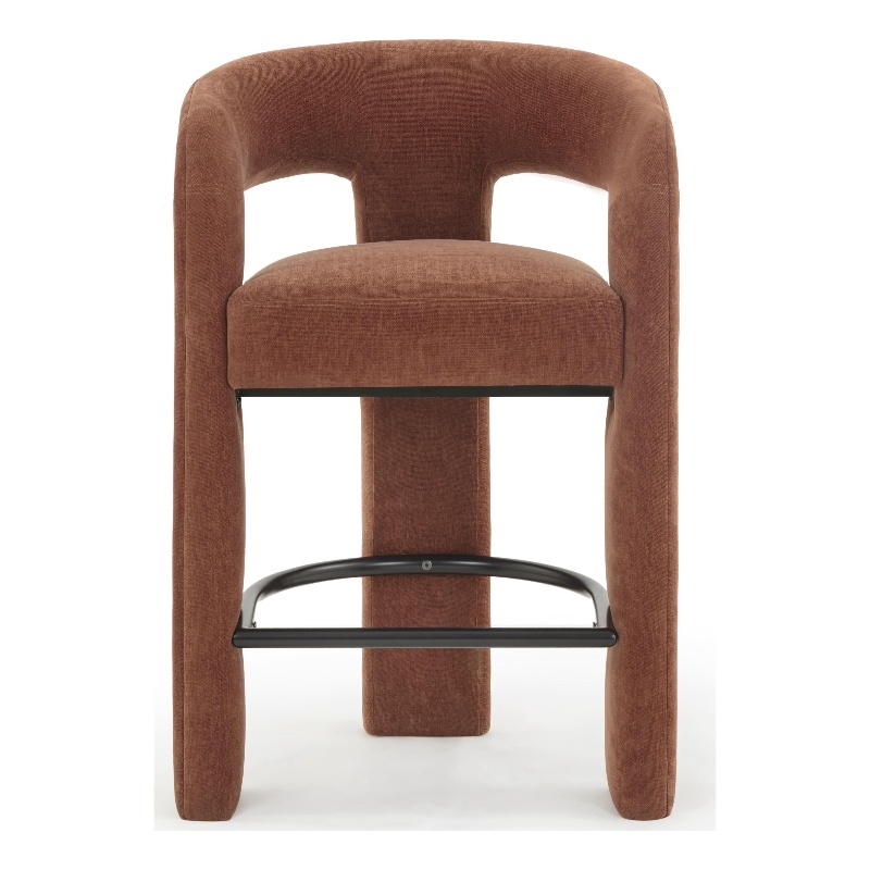 Pemberly Row Contemporary Rust Red Performance Chenille Counter Stool