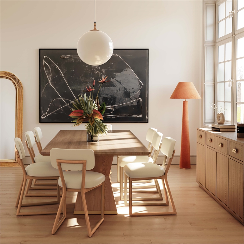 Pemberly Row Contemporary Accent Cream Vegan Leather Dining Chair