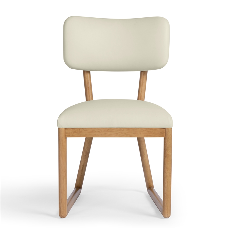 Pemberly Row Contemporary Accent Cream Vegan Leather Dining Chair