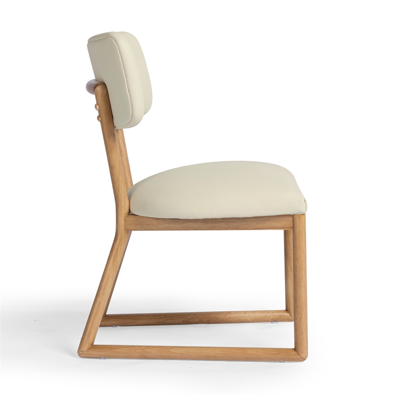 Pemberly Row Contemporary Accent Cream Vegan Leather Dining Chair