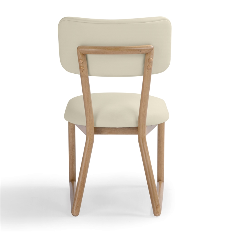 Pemberly Row Contemporary Accent Cream Vegan Leather Dining Chair