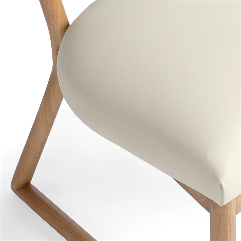 Pemberly Row Contemporary Accent Cream Vegan Leather Dining Chair
