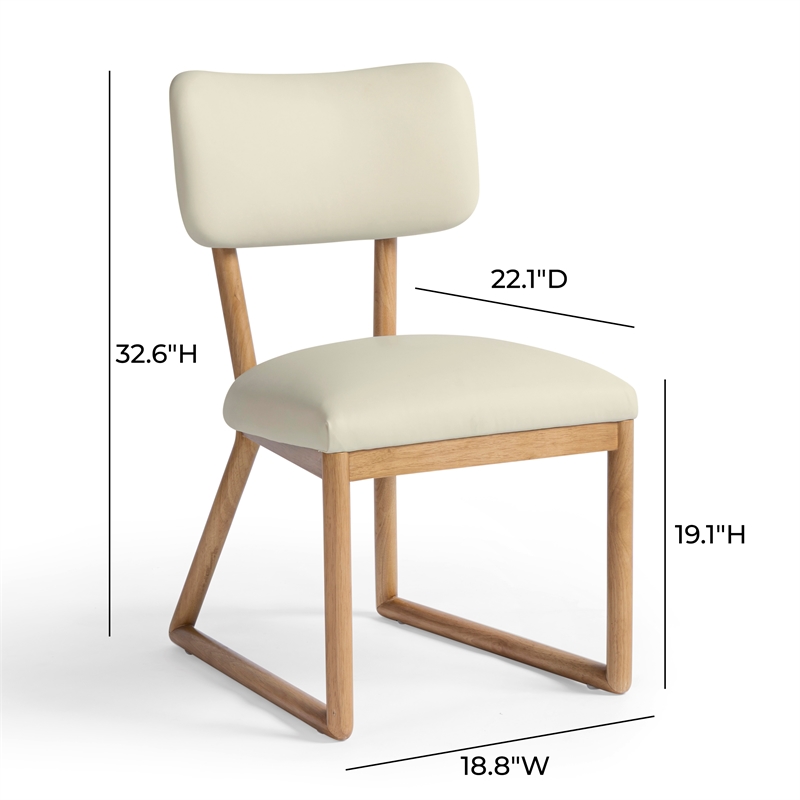 Pemberly Row Contemporary Accent Cream Vegan Leather Dining Chair