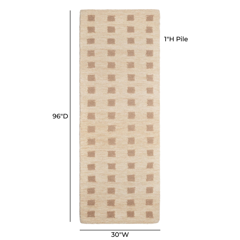 Pemberly Row Contemporary Natural Hand-Tufted 2'6