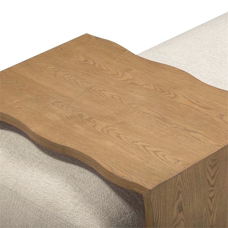 Pemberly Row Cream Performance Basketweave Ottoman with Bridge Table