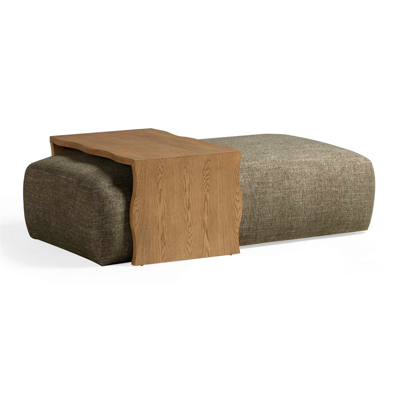 Pemberley Row Performance Basketweave Fabric Olive Green Ottoman Rectangular Spill-Proof 54.1
