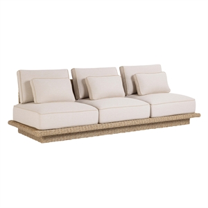 Pemberly Row Contemporary Accent Cream Finish Outdoor 96&quot Sofa
