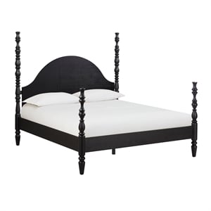 Pemberly Row Contemporary Accent Black Ash Finish King Bed with Slats