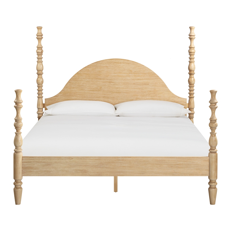 Pemberly Row Contemporary Accent Washed Natural Ash King Bed