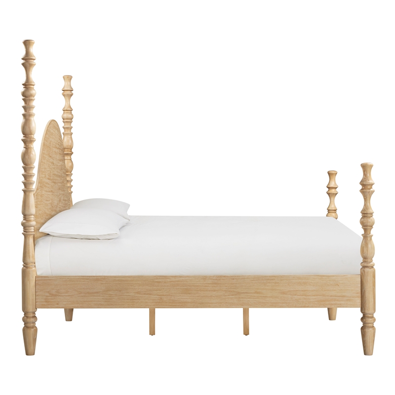 Pemberly Row Contemporary Accent Washed Natural Ash King Bed