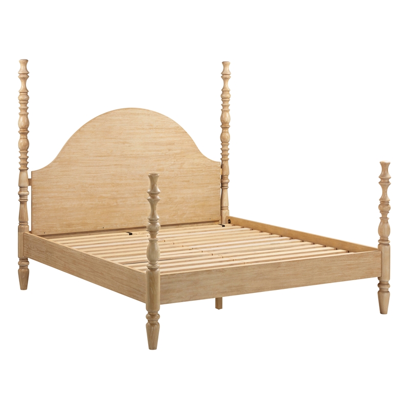 Pemberly Row Contemporary Accent Washed Natural Ash King Bed