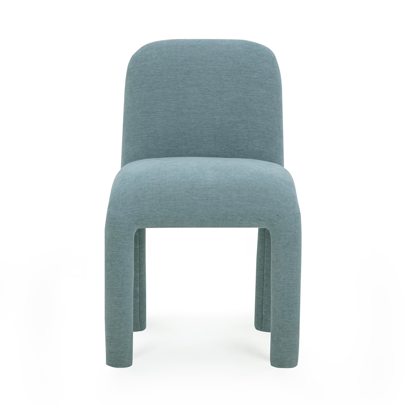 Pemberly Row Contemporary Light Blue Performance Chenille Dining Chair