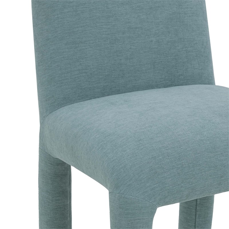 Pemberly Row Contemporary Light Blue Performance Chenille Dining Chair
