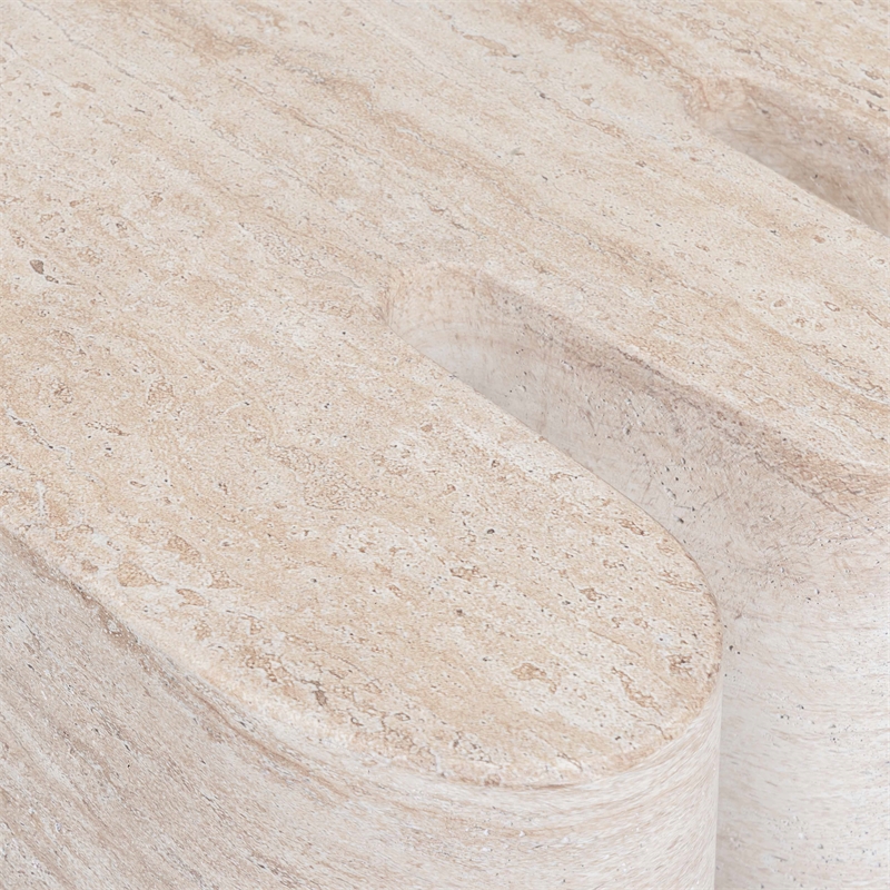 Pemberly Row Faux Travertine Indoor/Outdoor Concrete Side Table