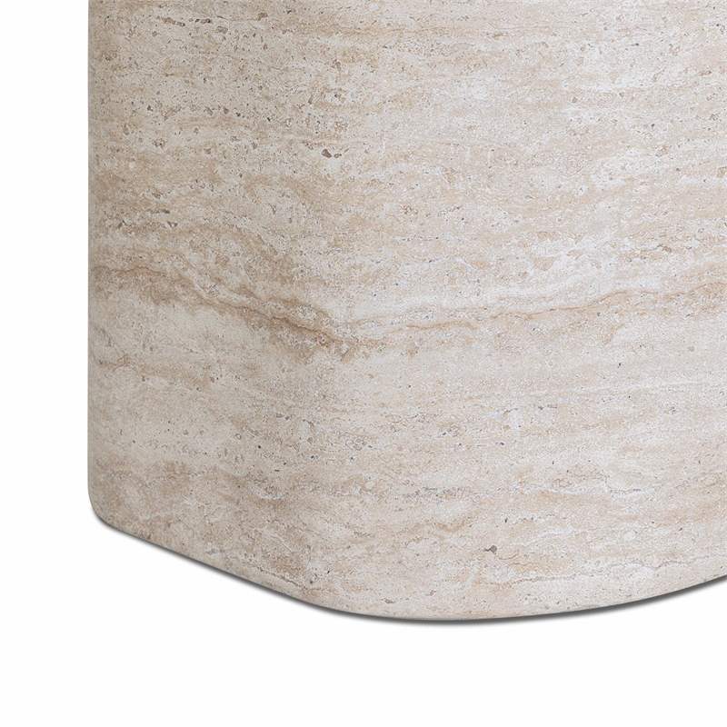 Pemberly Row Faux Travertine Indoor/Outdoor Concrete Side Table