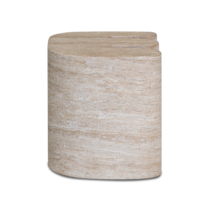 Pemberly Row Faux Travertine Indoor/Outdoor Concrete Side Table