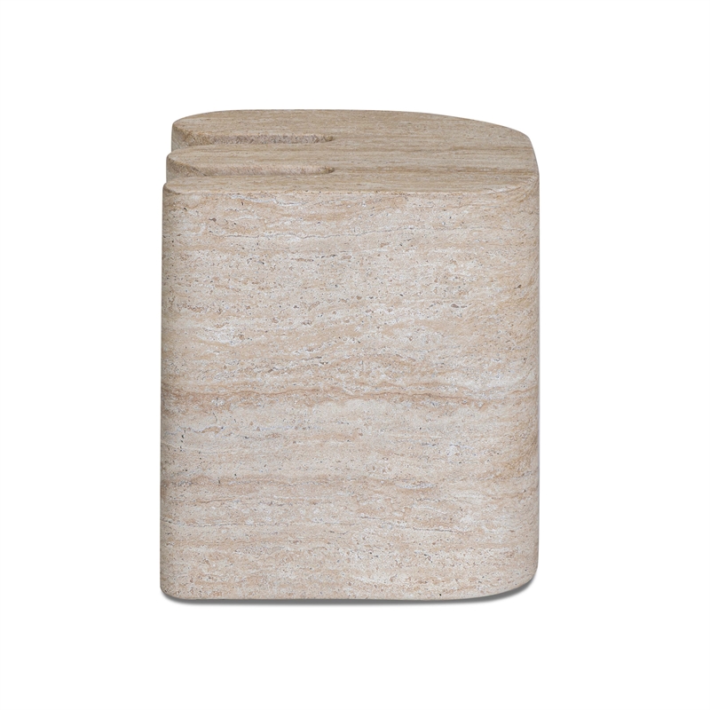 Pemberly Row Faux Travertine Indoor/Outdoor Concrete Side Table