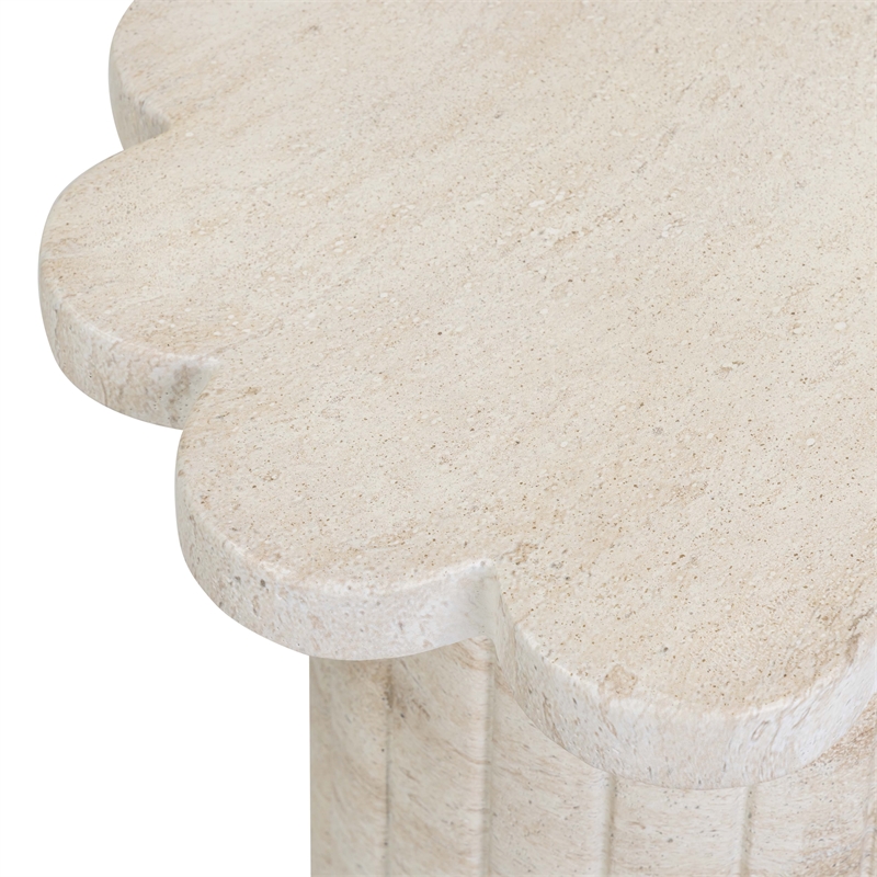 Pemberly Row Faux Travertine Indoor/Outdoor Concrete Side Table