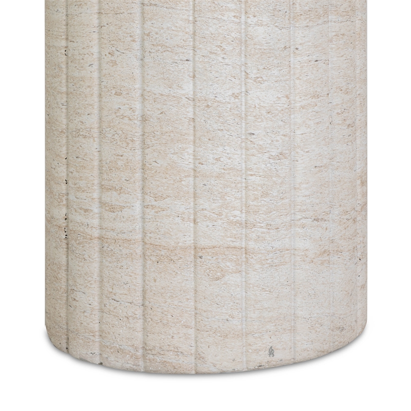 Pemberly Row Faux Travertine Indoor/Outdoor Concrete Side Table