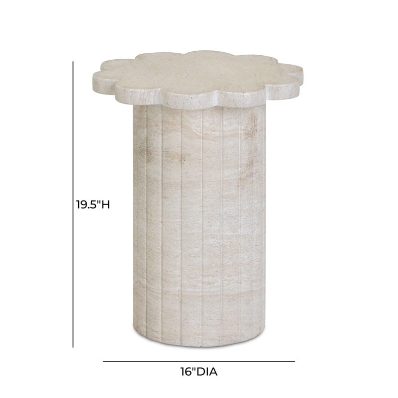 Pemberly Row Faux Travertine Indoor/Outdoor Concrete Side Table