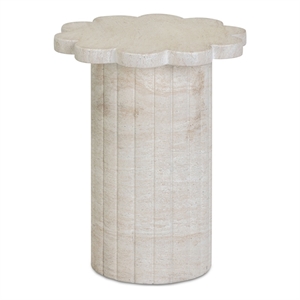 Pemberly Row Faux Travertine Indoor/Outdoor Concrete Side Table