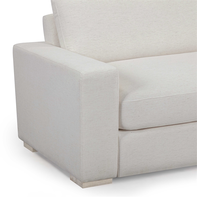 Pemberly Row Contemporary Cream Upcycled Basketweave 96 inch Sofa
