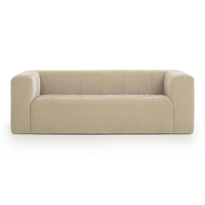 Pemberly Row Contemporary Taupe Upcycled Chenille Upholstered Sofa