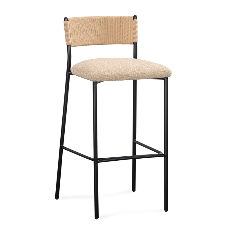 Pemberly Row Contemporary Tan Performance Speckled Boucle Counter Stool