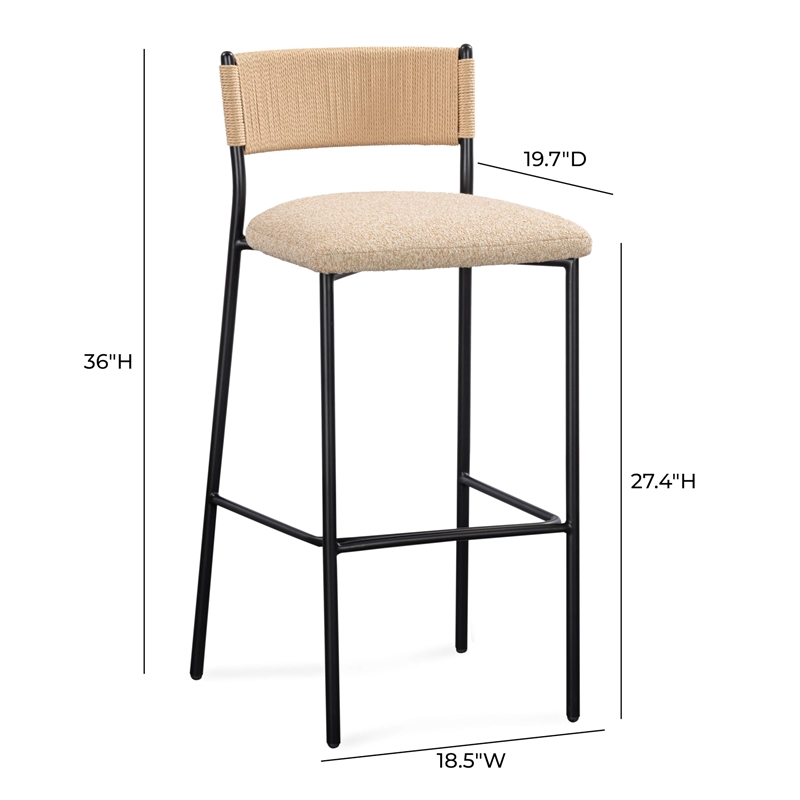 Pemberly Row Contemporary Tan Performance Speckled Boucle Counter Stool