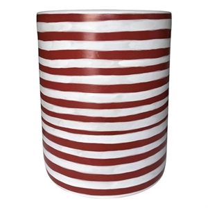 Pemberly Row Contemporary Accent Ceramic Table in Red Stripes