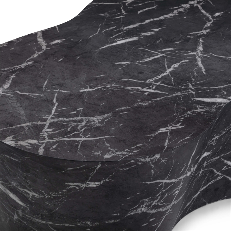Pemberly Row Slab Black Marble Concrete Indoor / Outdoor Coffee Table