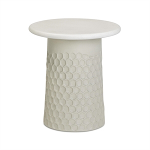 Pemberly Row Antique White Chiseled Concrete Indoor/Outdoor Side Table
