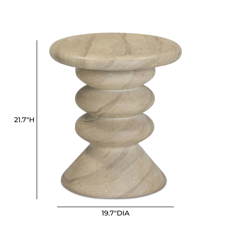 Pemberley Row Fiberglass Concrete Faux Travertine Side Table Rectangular Indoor/Outdoor 19.7